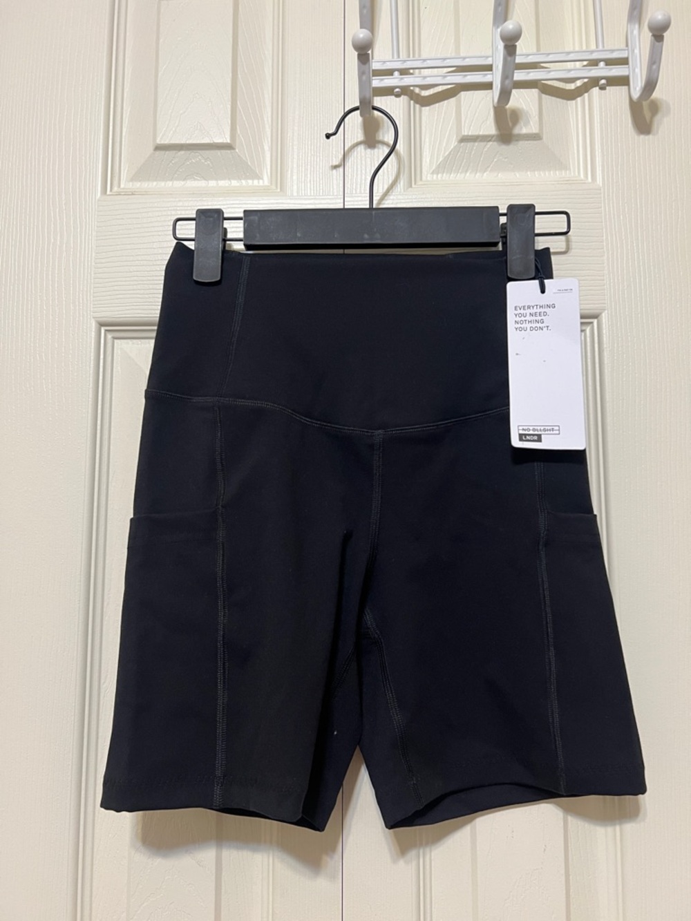 LNDR FATAL ATTRACTION High-Rise Black Women’s Performance Shorts .  Side Pockets